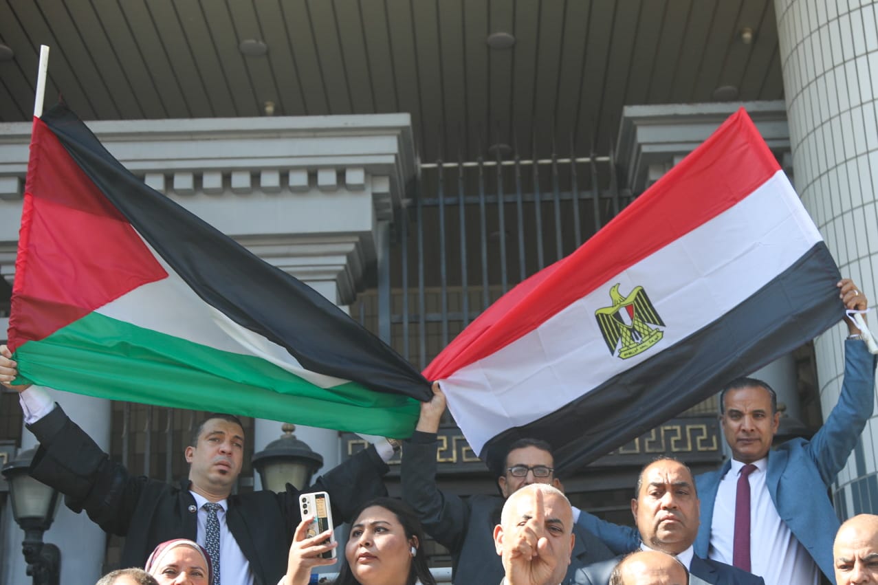 محامو الإسكندرية ينظمون وقفة احتجاجية دعما للشعب الفلسطيني