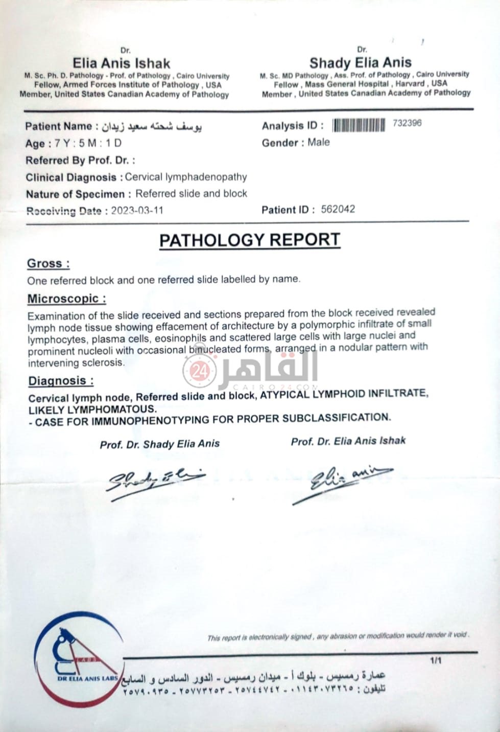 تحليل خاص بـ مرض يوسف 01