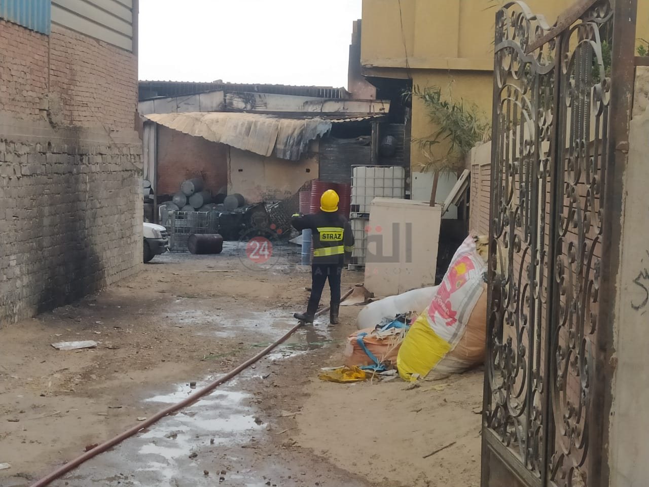 حريق مصنع مراتب بالبدرشين