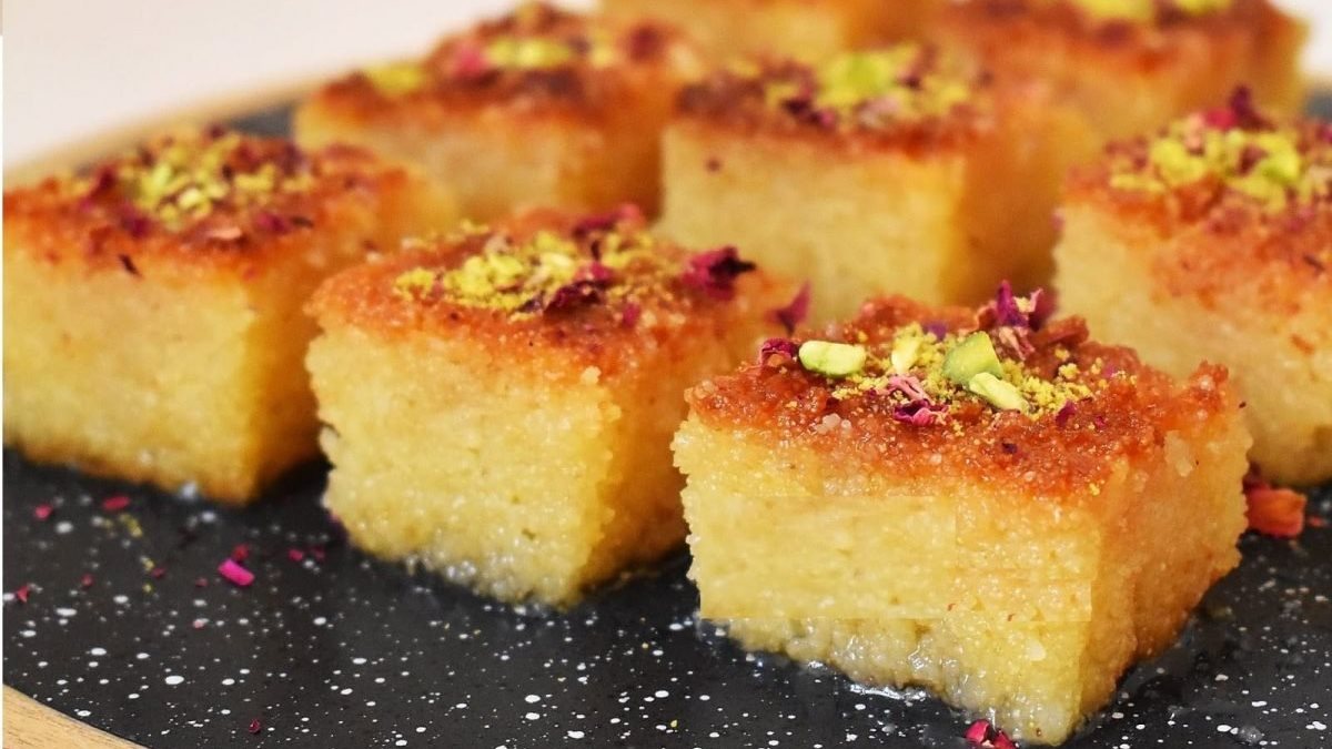 طريقة عمل بسبوسة سايبة بالحليب المكثف