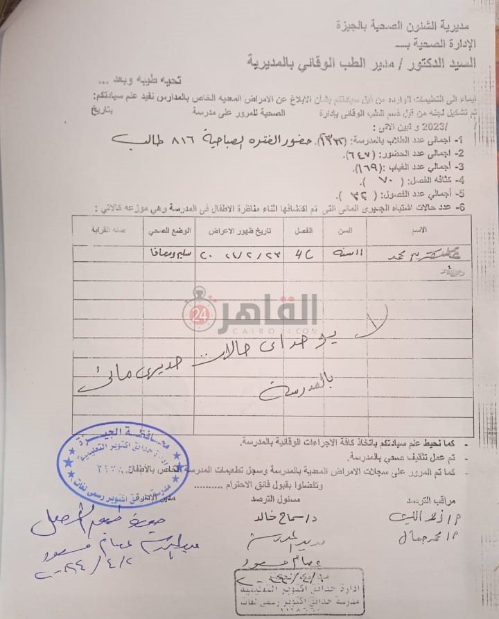 خطاب مديرية الجيزة