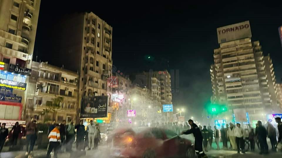 احتراق سيارة ملاكي بالفيوم 