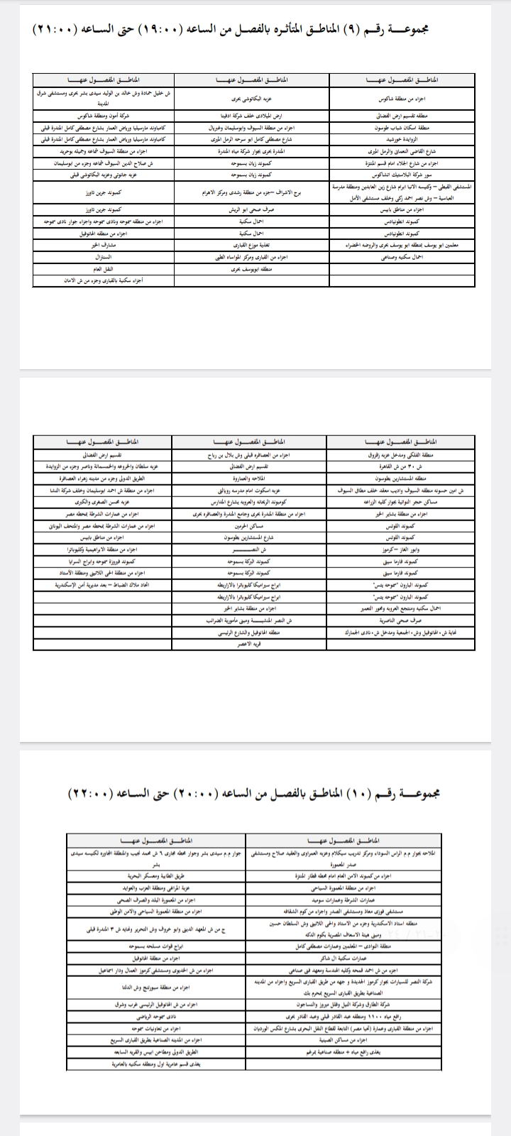 خطة تخفيف أحمال الكهرباء بالإسكندرية 6