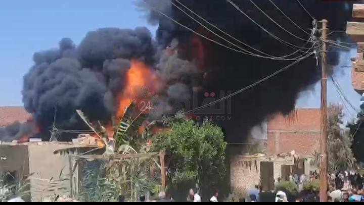 حريق مخزن كاوتش في الفيوم