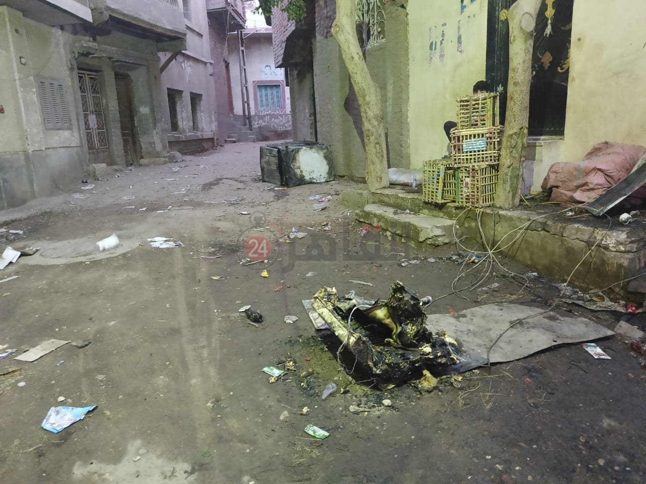 حريق سوبر ماركت في الفيوم