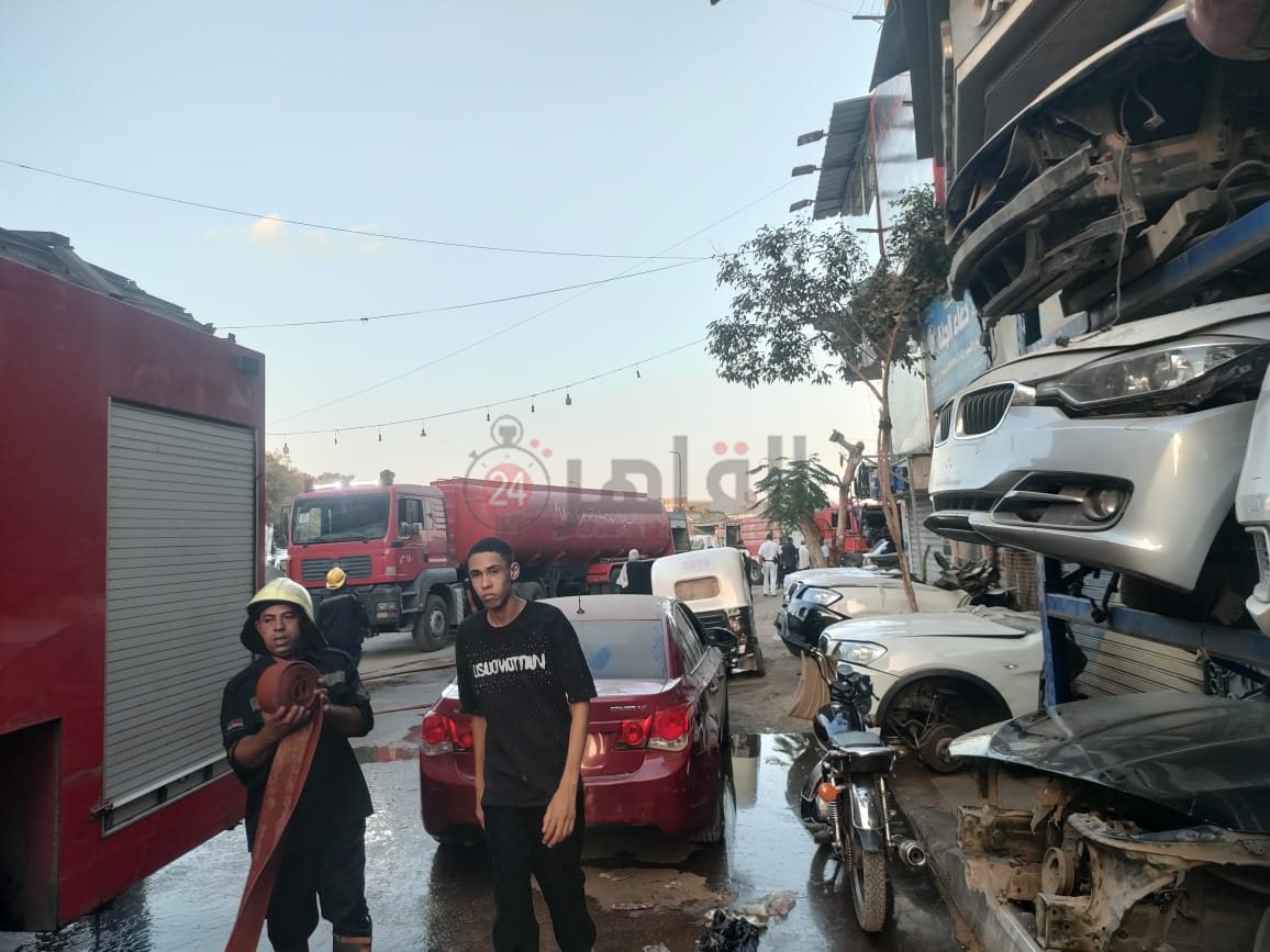 حريق ورشة سيارات السلام