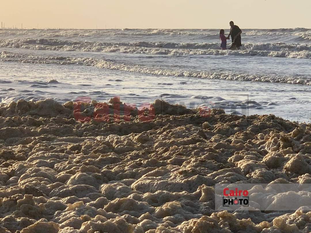 زبد البحر على شاطئ بورسعيد 