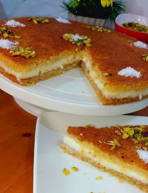 طريقة عمل البسبوسة بالقشطة