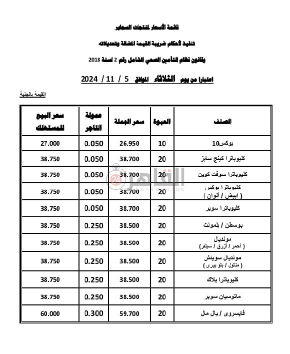 زيادة أسعار السجائر