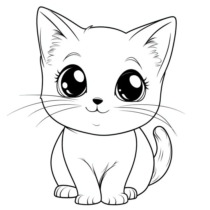 رسم قطة ملونة