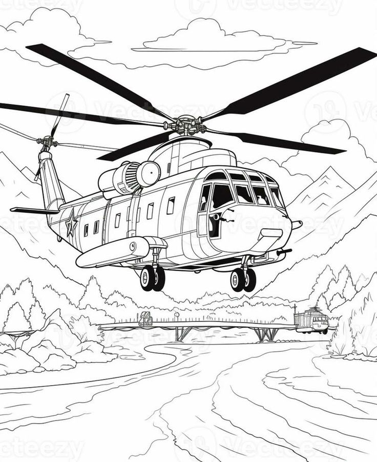 رسم طائرة هليكوبتر للأطفال