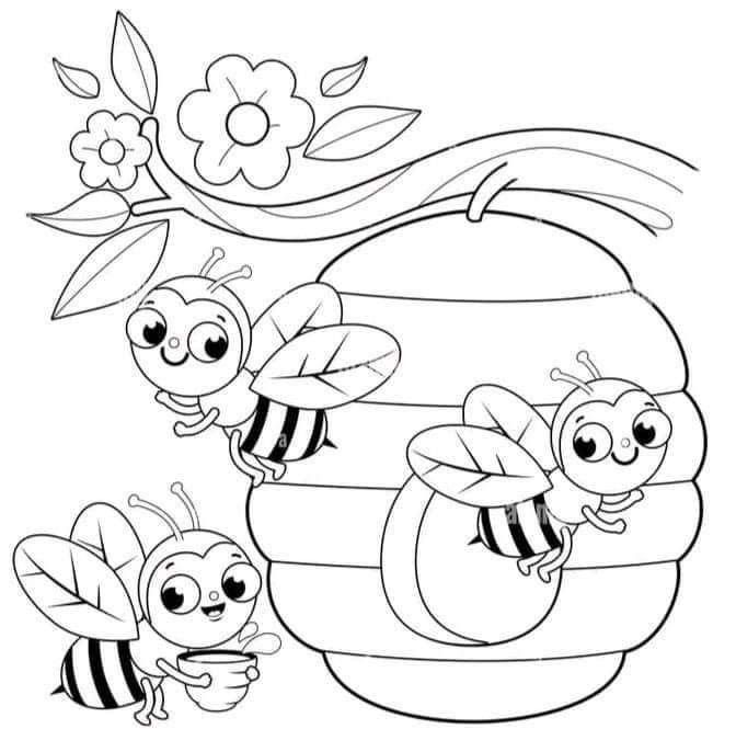 رسم نحلة على زهرة