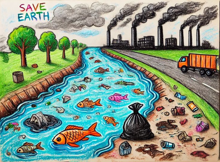 رسومات عن البيئة الملوثة