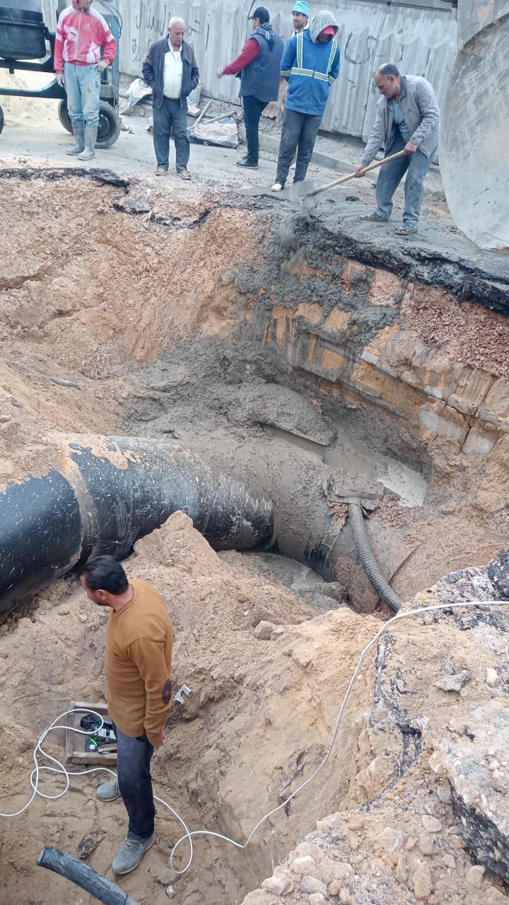 الانتهاء من أعمال إصلاح ماسورة مياه