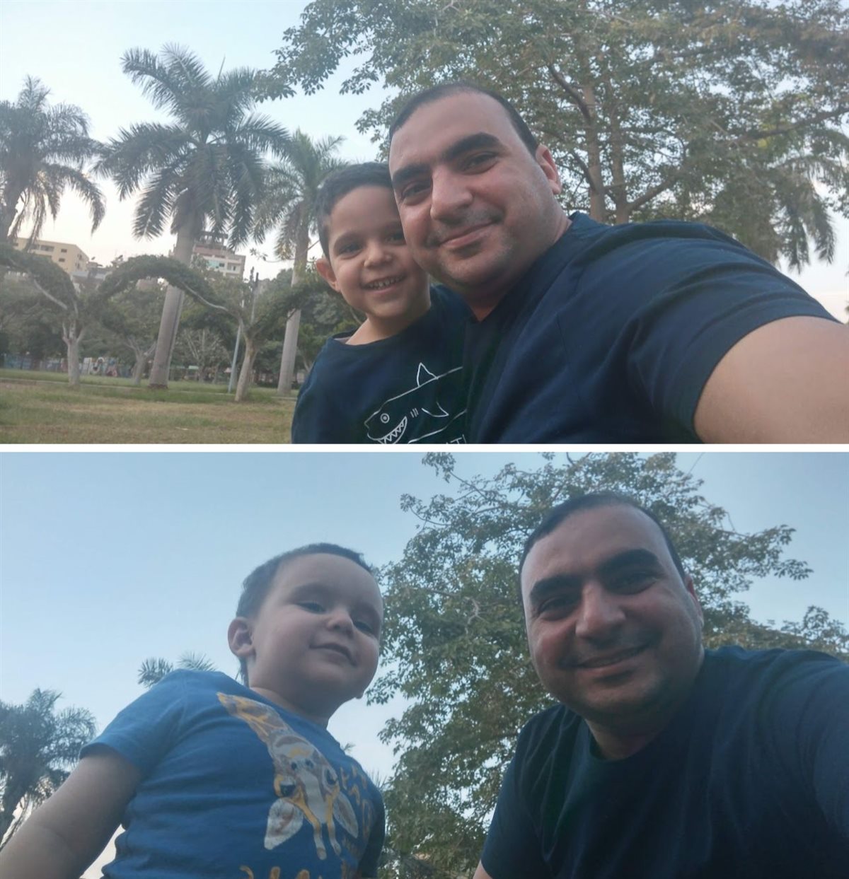 الكاتب باسم محمود مع أطفاله قبل سفرهم لغزة 