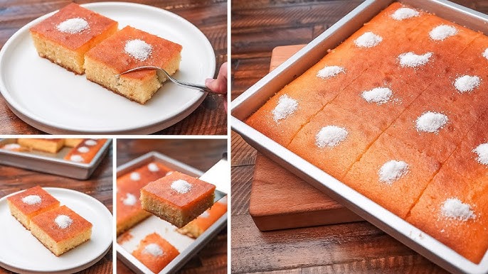 طريقة عمل كيكة البسبوسة الرواني بالسميد 