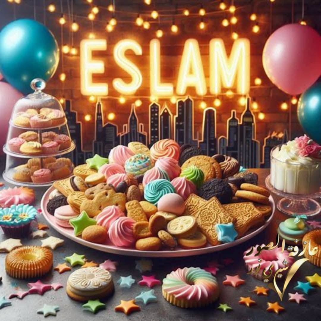 بطاقة تهنئة بالعيد بالاسم والصورة