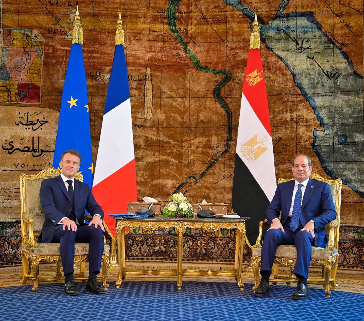 الرئيس السيسي والرئيس الفرنسي ماكرون