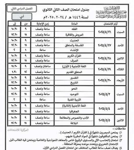 تنطلق الشهر المقبل.. جداول امتحانات النقل والشهادتين الابتدائية والاعدادية والبرنامج التأهيلي لـ طلاب الأزهر