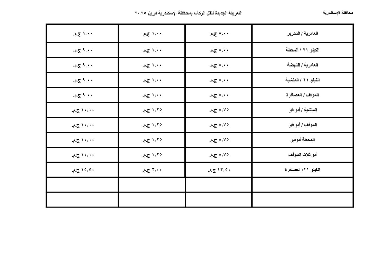 تعريفة الركوب الجديدة 
