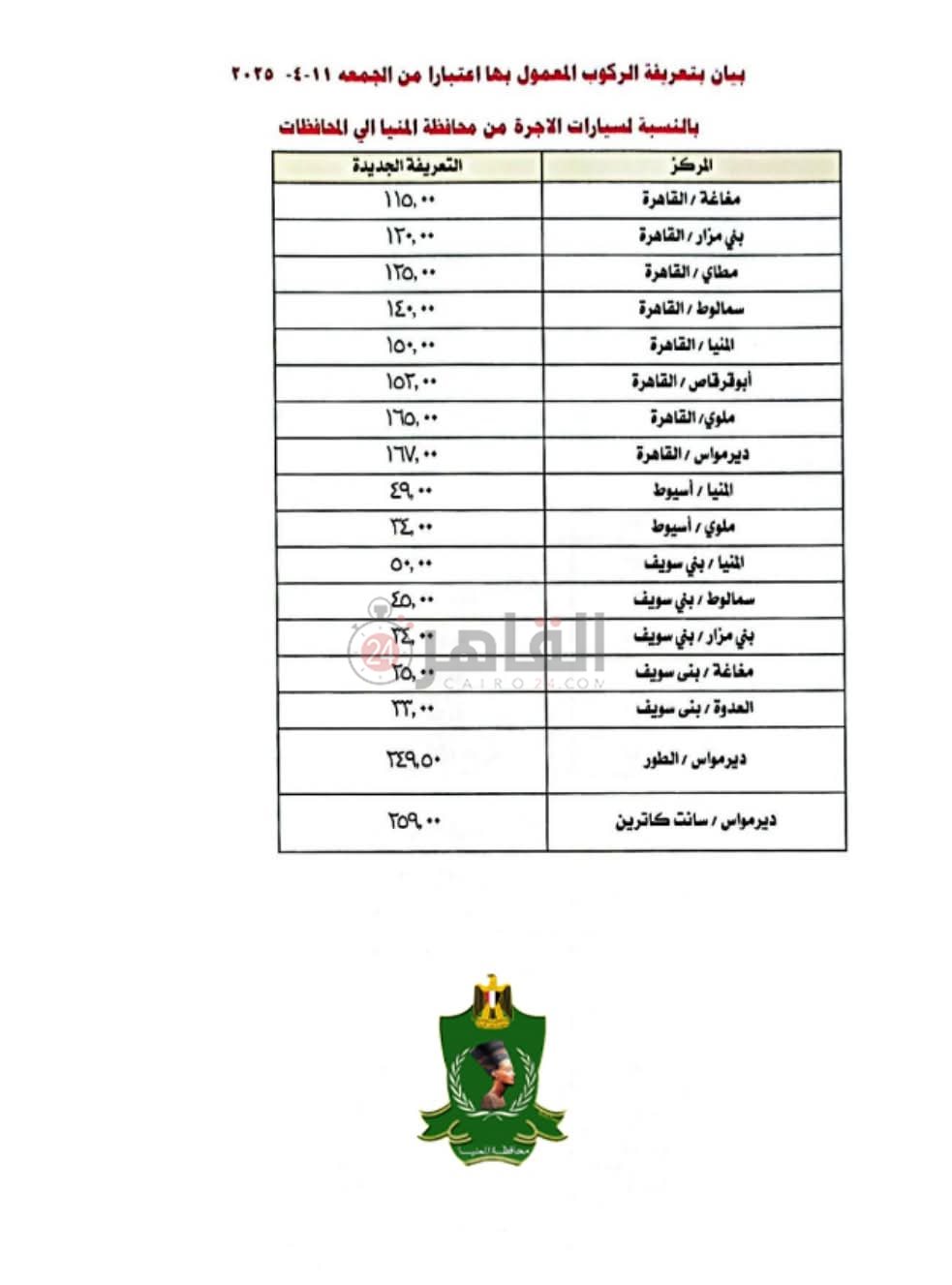 التعريفة الجديدة