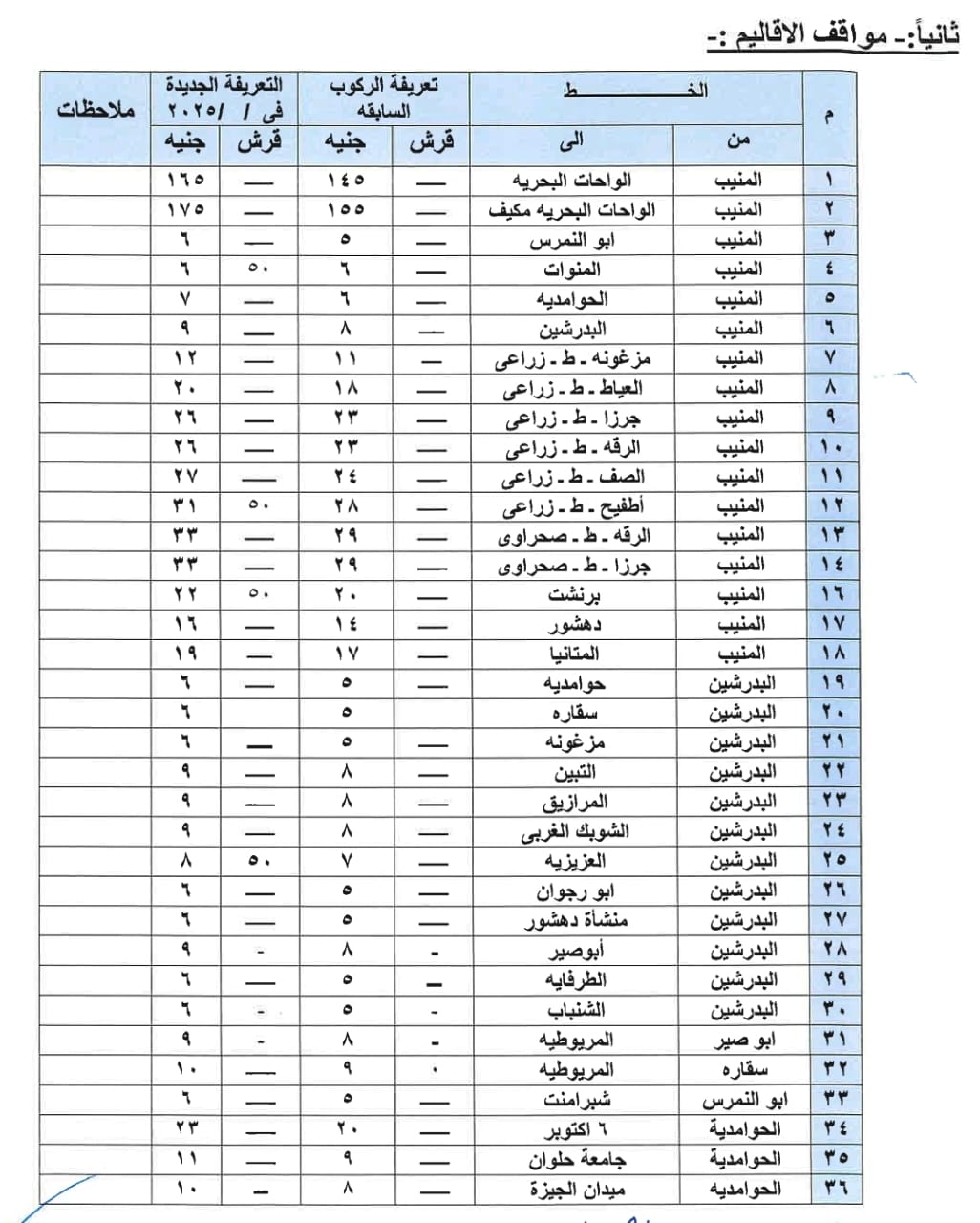 تعريفة الركوب