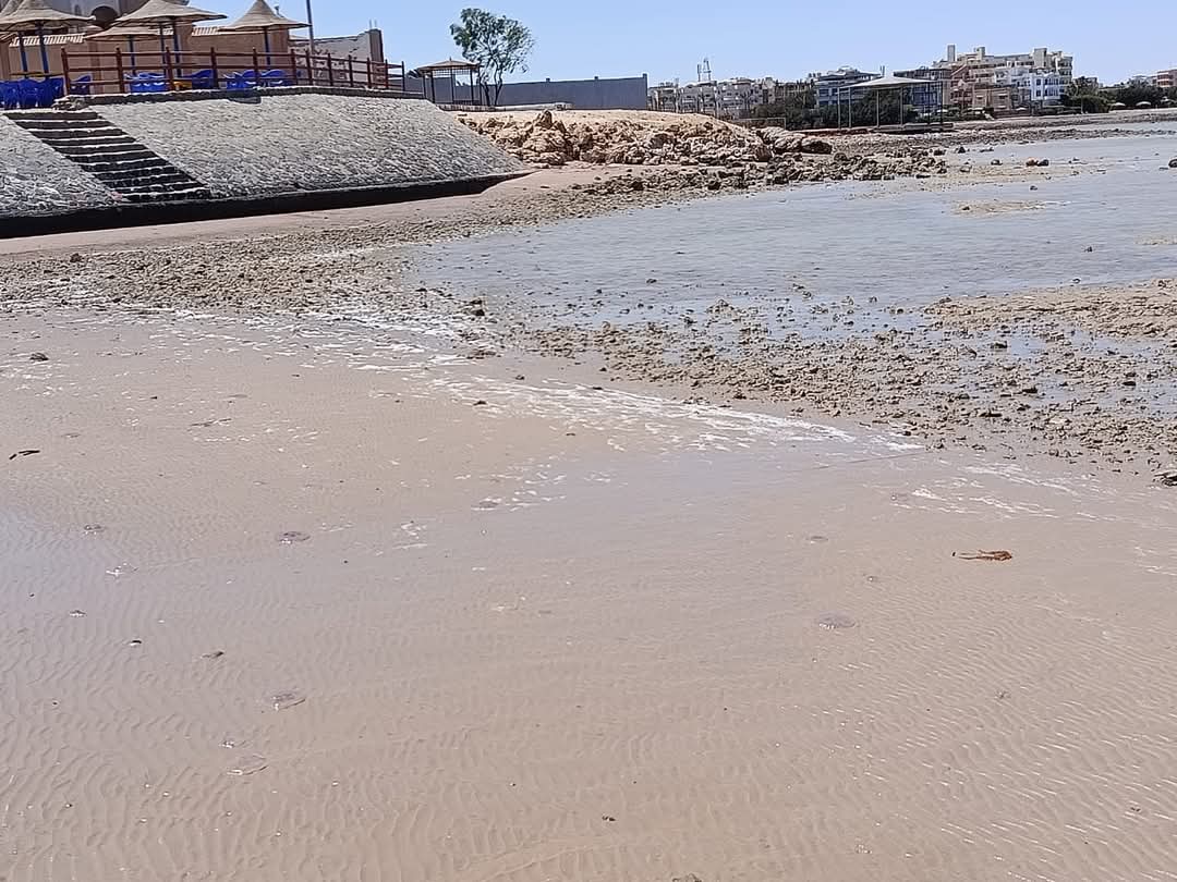 تراجع وانحسار لمياه البحر بالغردقة 