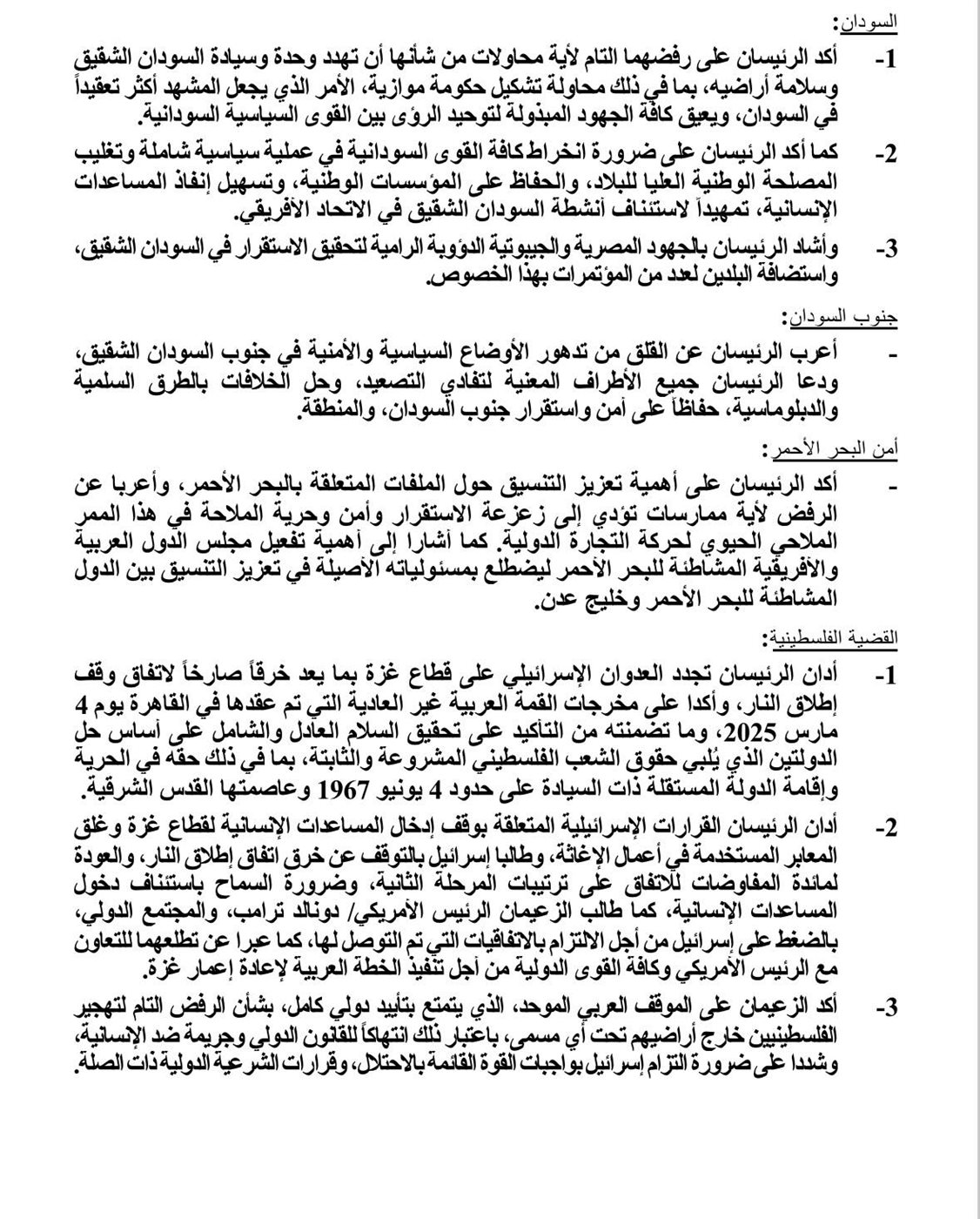 بيان مشترك مصري وجيبوتي