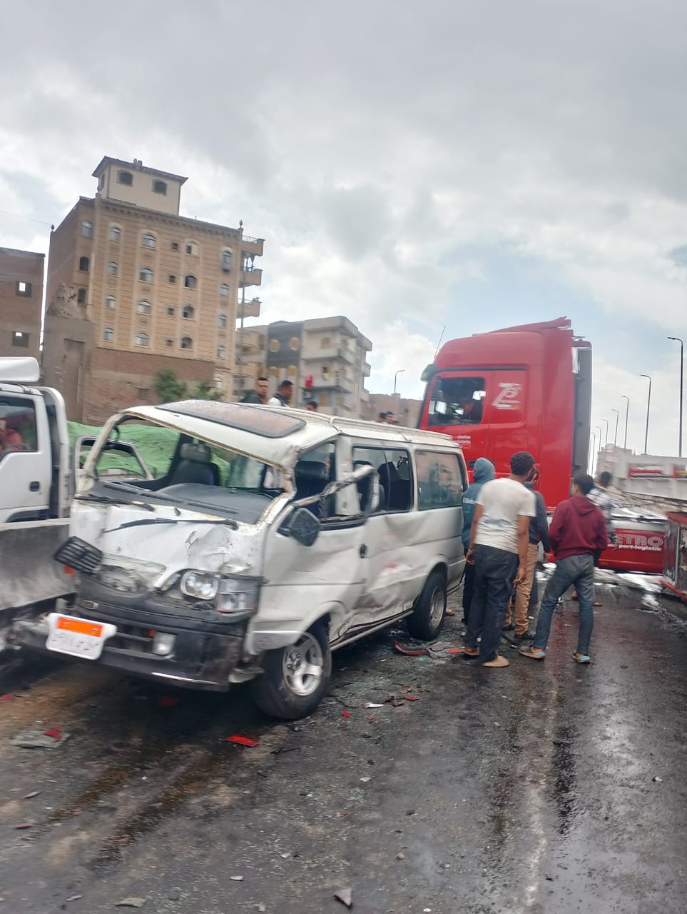 حادث تصادم على كوبري بركة السبع بالمنوفية