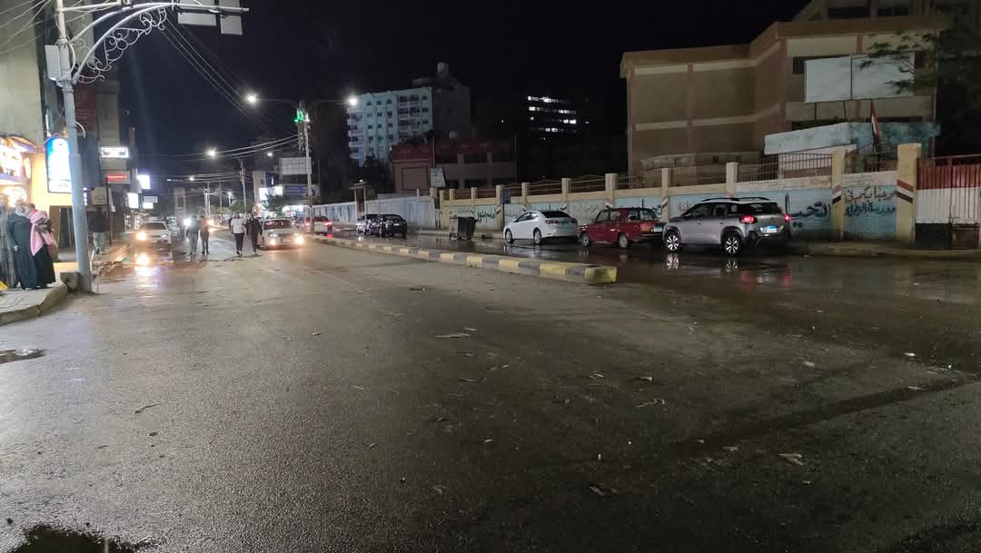 مسح مياه الأمطار من شوارع كفر الشيخ 