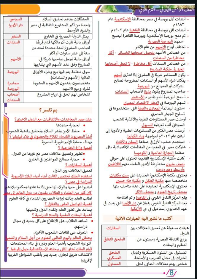 مراجعة مادة الدراسات للصف الخامس الابتدائي