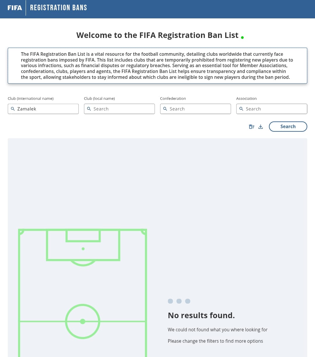 النشرة الرسمية التي تصدر عبر نظام TMS التابع للفيفا