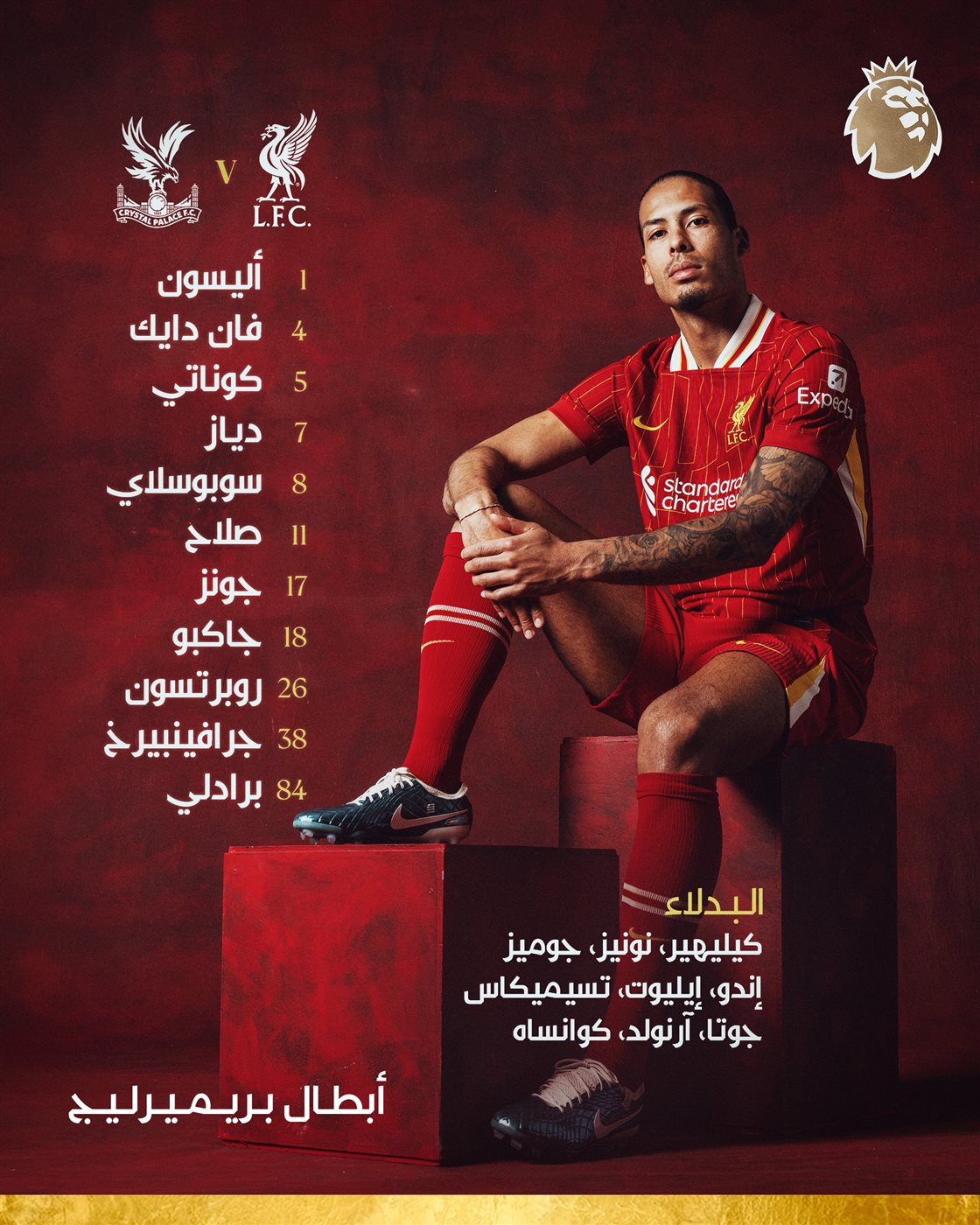محمد صلاح يقود تشكيل ليفربول الرسمي لمواجهة كريستال بالاس في ختام الدوري الإنجليزي