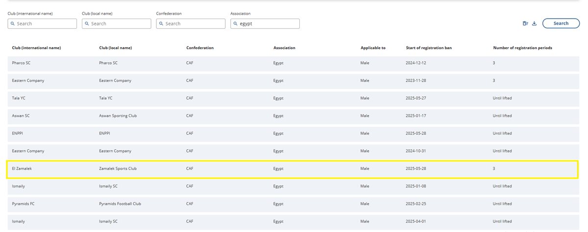 إيقاف قيد الزمالك بسبب الفلسطيني ياسر حامد