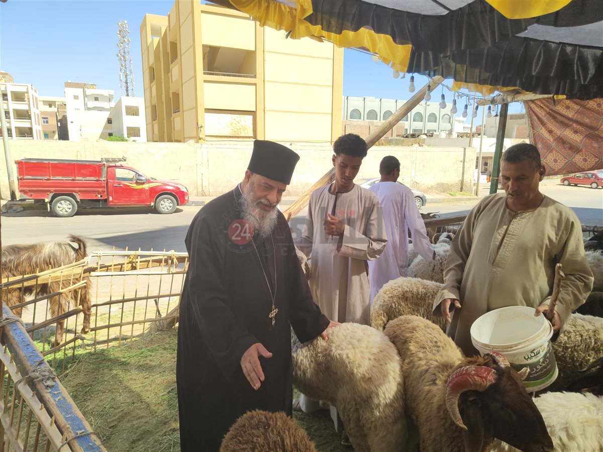 راعي الكنيسة الكاثوليكية يشتري أضحية العيد