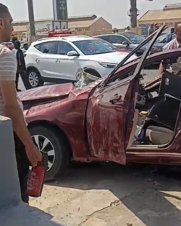 حادث مروع على طريق السويس في اتجاه التجمع الخامس<br alt=