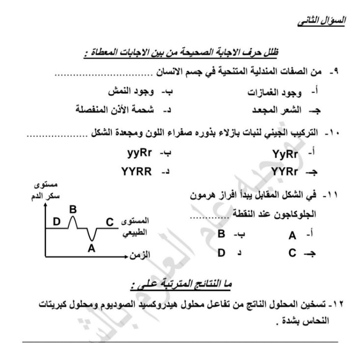 أسئلة متوقعة لامتحانات الصف الثالث الإعدادي الترم الثاني