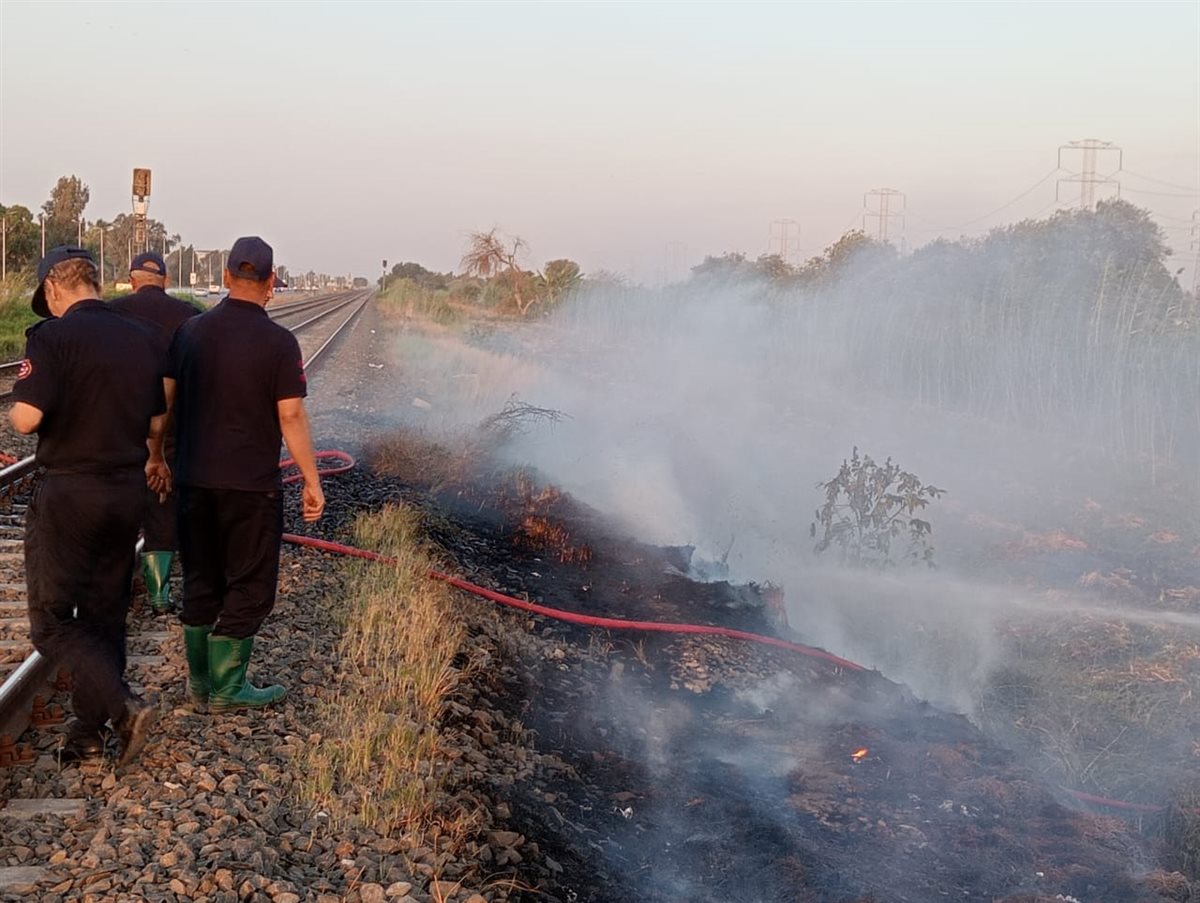 حريق بجوار شريط السكة الحديد بكفر الزيات