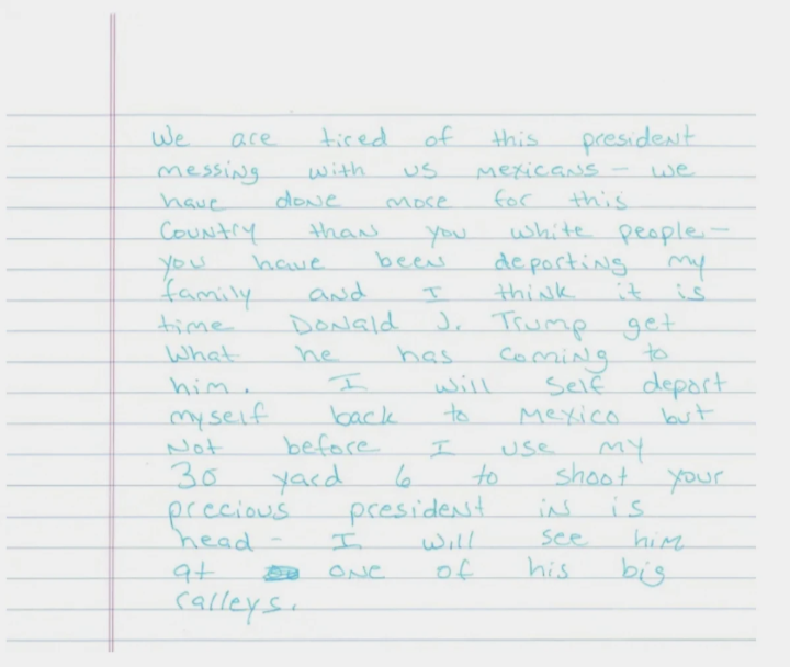 رسالة تهديد باغتيال ترامب