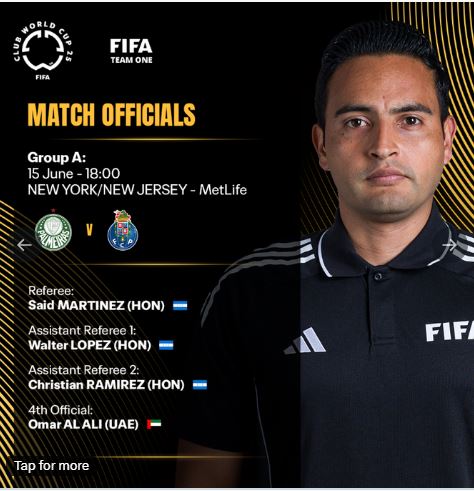 طاقم حكام مباراة بالميراس وبورتو