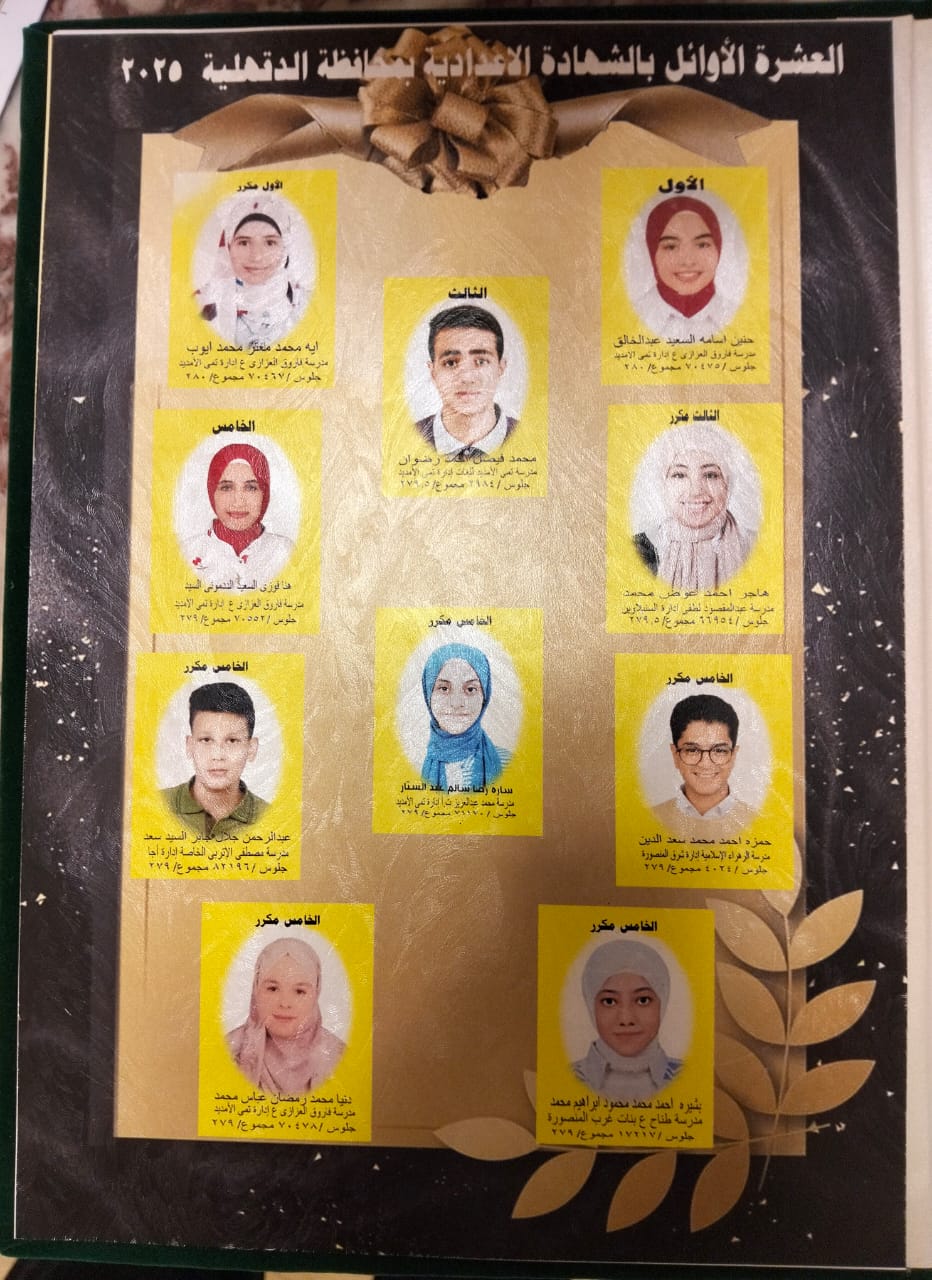 قائمة أوائل الشهادة الاعدادية