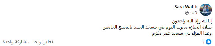 سارة وفيق عبر فيس بوك