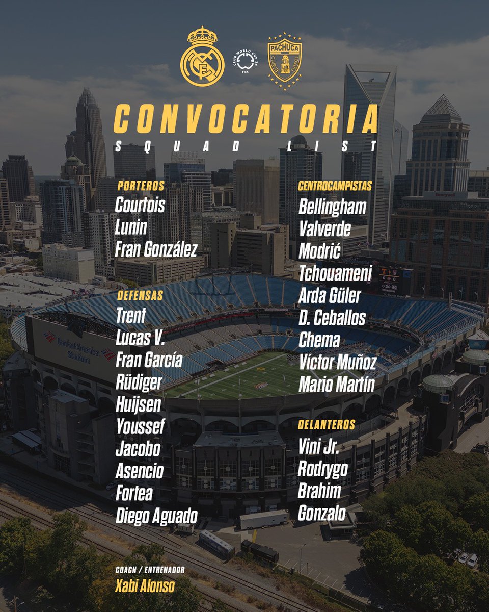 قائمة ريال مدريد الرسمية لمواجهة باتشوكا المكسيكي في كأس العالم للأندية 2025