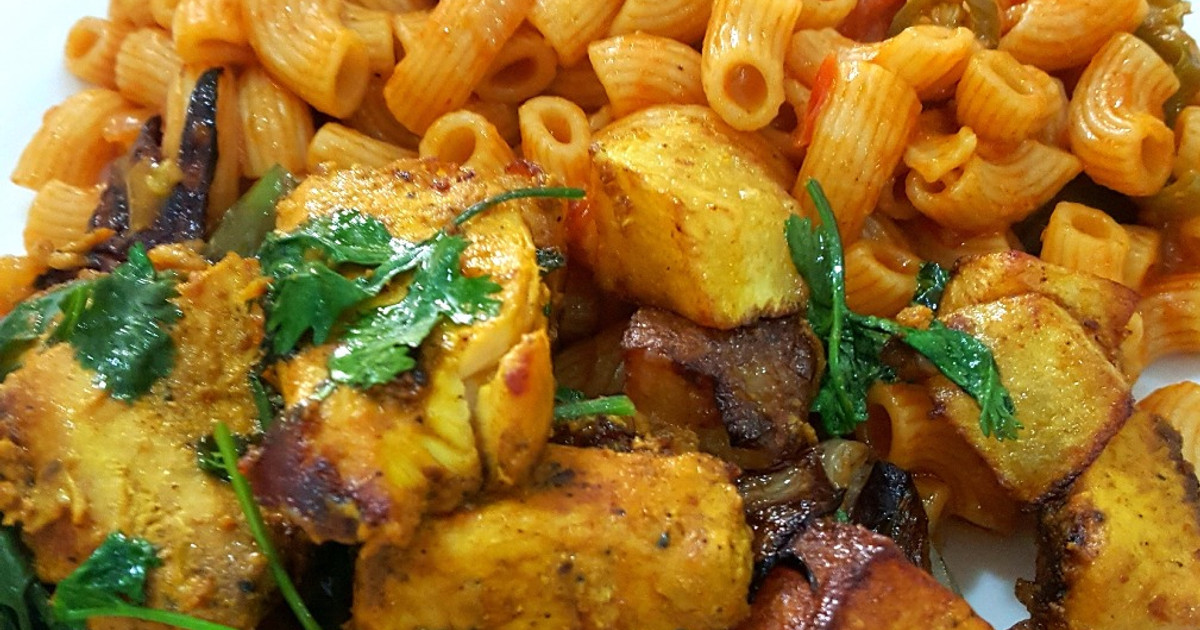 طريقة عمل مكرونة بالبطاطس والدجاج