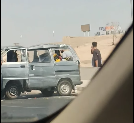 <strong>إصابة 7 أشخاص في حادث تصادم أعلى محور 26 تجاه الشيخ زايد</strong>