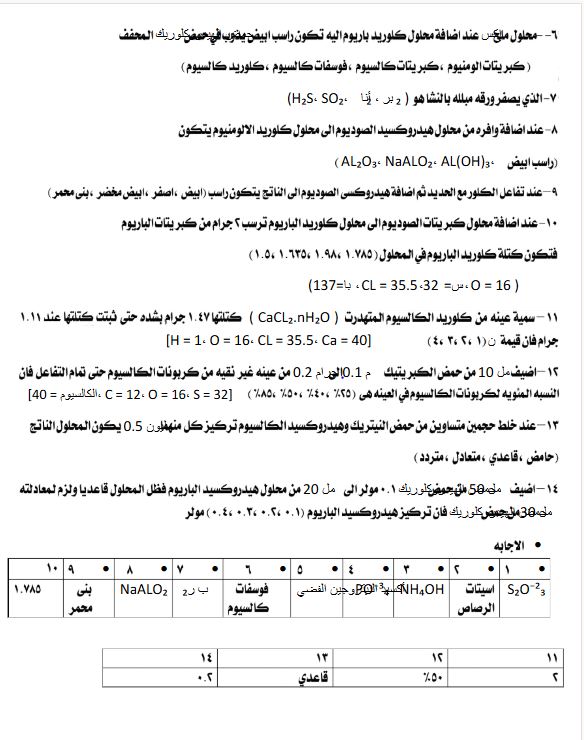 مراجعة امتحان الكيمياء تالتة ثانوي 2025