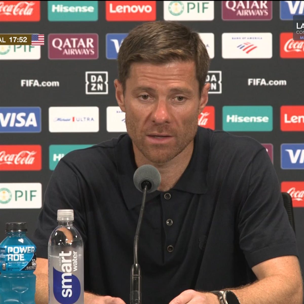 <strong>المدرب الإسباني تشابي ألونسو المدير الفني لفريق ريال مدريد خلال المؤتمر الصحفي بعد نهاية لقاء يوفنتوس بمونديال الأندية 2025</strong>