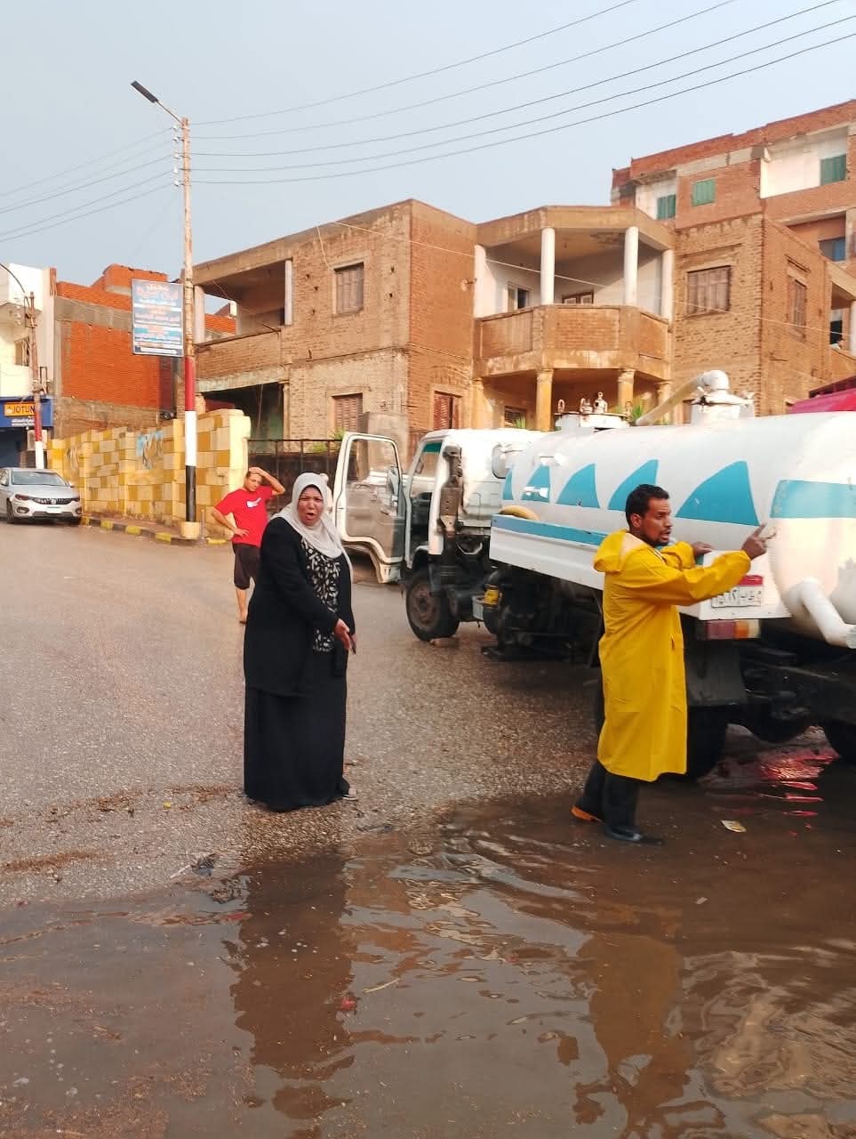 التعامل مع مياه الأمطار في المنوفية 