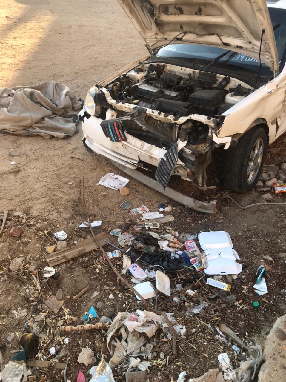 سيارة متضررة في الحادث 