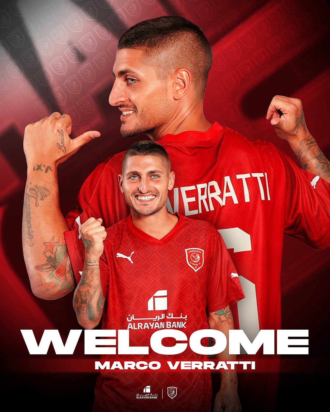 رسميًا.. نادي الدحيل القطري يعلن ضم لاعب الوسط الإيطالي ماركو فيراتي